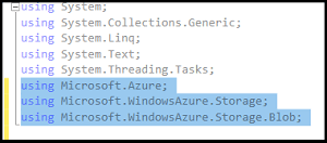 Creating Blob Storage Using Visual Studio