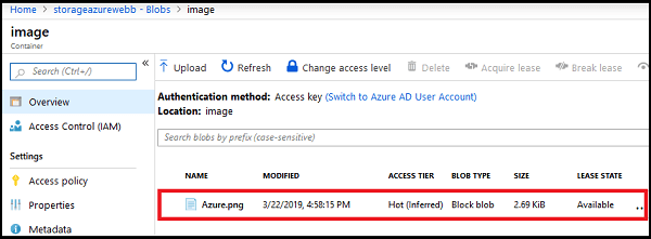 Creating Blob Storage Using Visual Studio