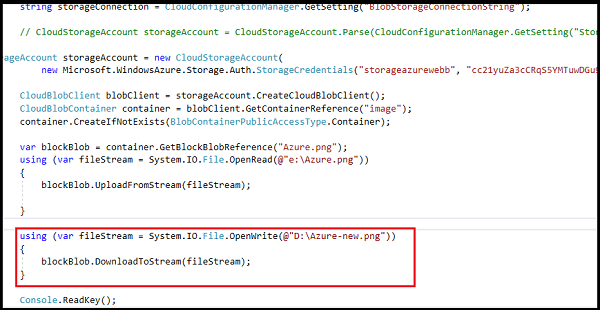 Creating Blob Storage Using Visual Studio