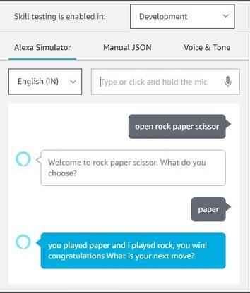 Creating Custom Rock Paper Scissor Game Alexa Skill Using Alexa Hosted NodeJS