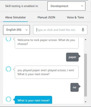 Creating Custom Rock Paper Scissor Game Alexa Skill Using Alexa Hosted NodeJS