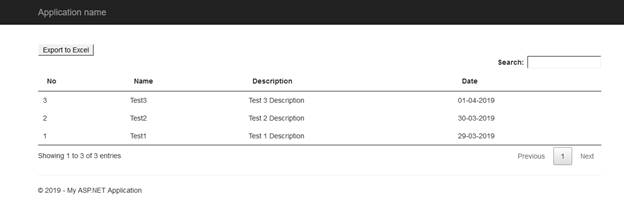 Creating Grid View In ASP.NET MVC With Search, Pagination And Export To Excel