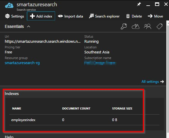 Creating Index For Azure Search Service