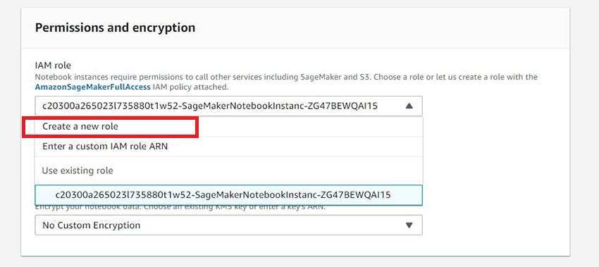 Creating Notebook Instance in Amazon SageMaker