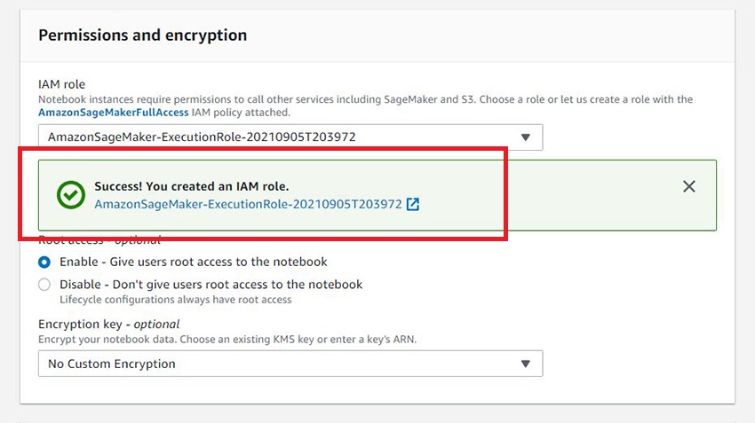 Creating Notebook Instance in Amazon SageMaker