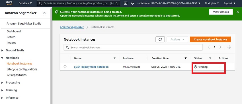 Creating Notebook Instance in Amazon SageMaker