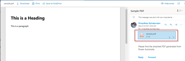 Creating PDF using Power Automate