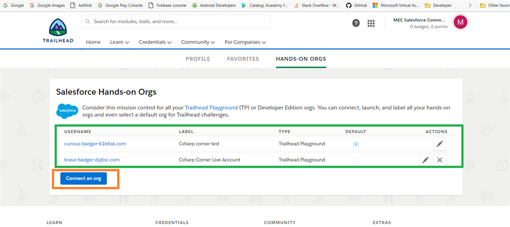 Creating Salesforce Developer Edition Account And Connect With Trailhead Org