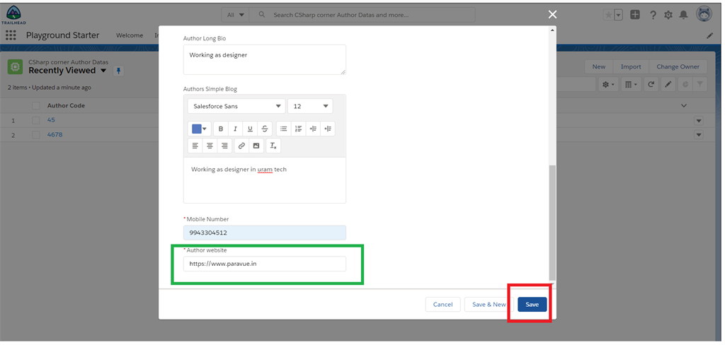 Creating URL Field Data Types In Salesforce Object
