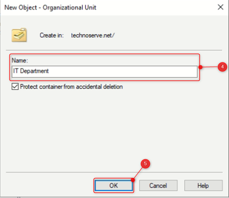 New Object- Organizational Unit