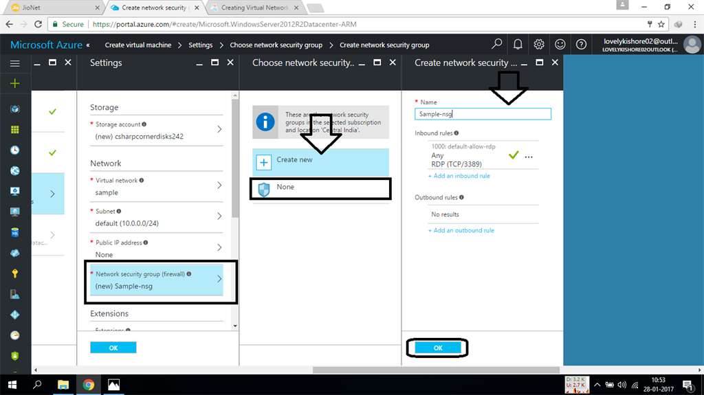 Creating Virtual Machine In Azure Portal In A Virtual Network
