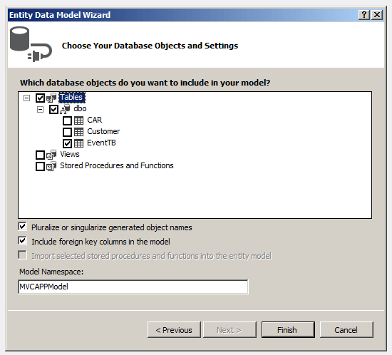 Choosing your database objects