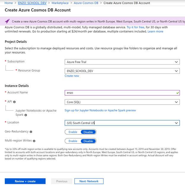 Creating Your First Cosmos DB Database