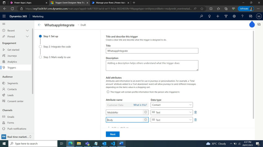 Custom Triggers in D365 Marketing
