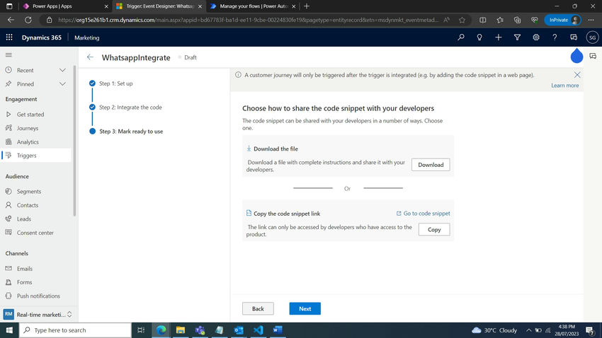 Custom Triggers in D365 Marketing