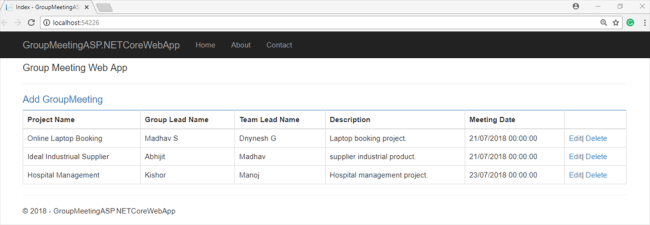 CRUD Operation In ASP.NET Core 2.0 Using Dapper ORM
