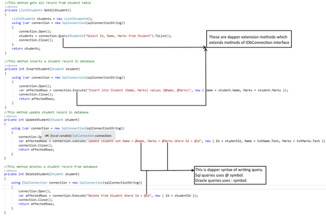 CRUD Operation Using Dapper In C#