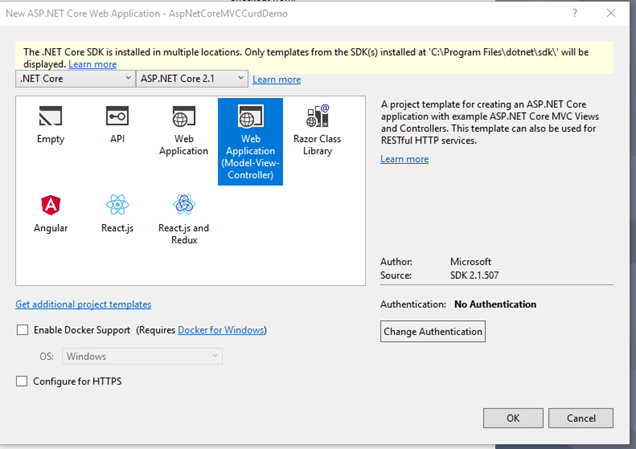 CRUD Operation With ASP.NET Core 2.1 MVC Using ADO.NET