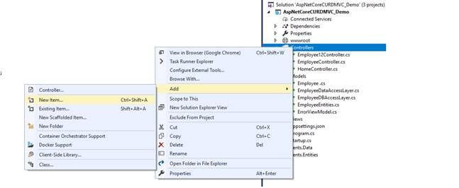 CRUD Operation With ASP.NET Core 2.1 MVC Using ADO.NET
