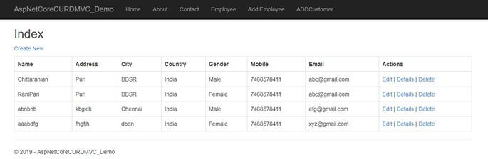 CRUD Operation With ASP.NET Core 2.1 MVC Using ADO.NET
