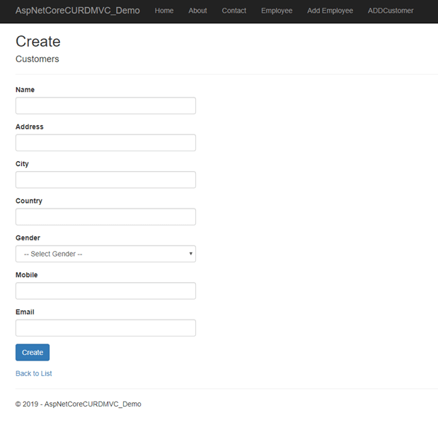 CRUD Operation With ASP.NET Core 2.1 MVC Using ADO.NET