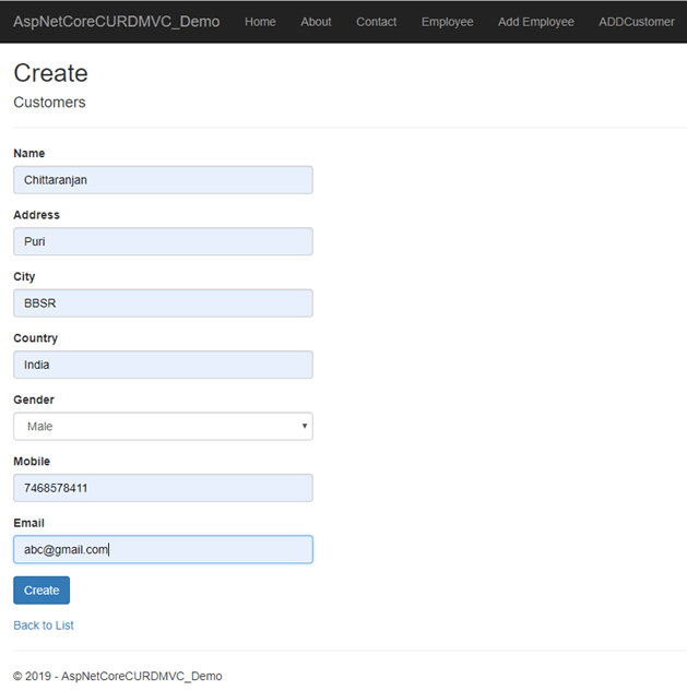 CRUD Operation With ASP.NET Core 2.1 MVC Using ADO.NET