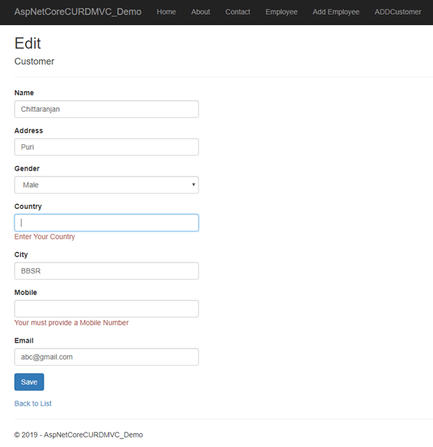 CRUD Operation With ASP.NET Core 2.1 MVC Using ADO.NET