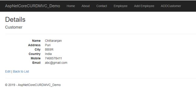CRUD Operation With ASP.NET Core 2.1 MVC Using ADO.NET