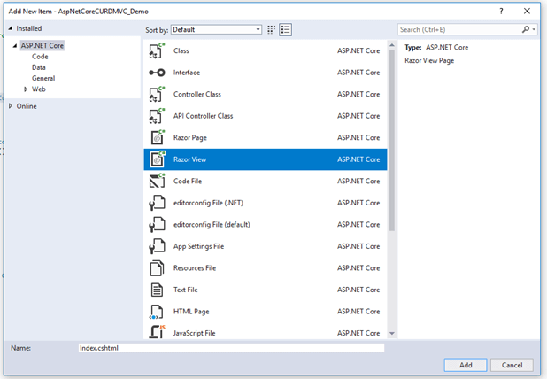 CRUD Operation With ASP.NET Core 2.1 MVC Using .Net Core Class Library Project