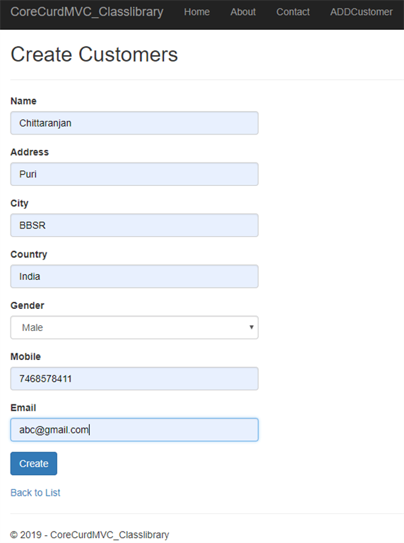 CRUD Operation With ASP.NET Core 2.1 MVC Using .Net Core Class Library Project