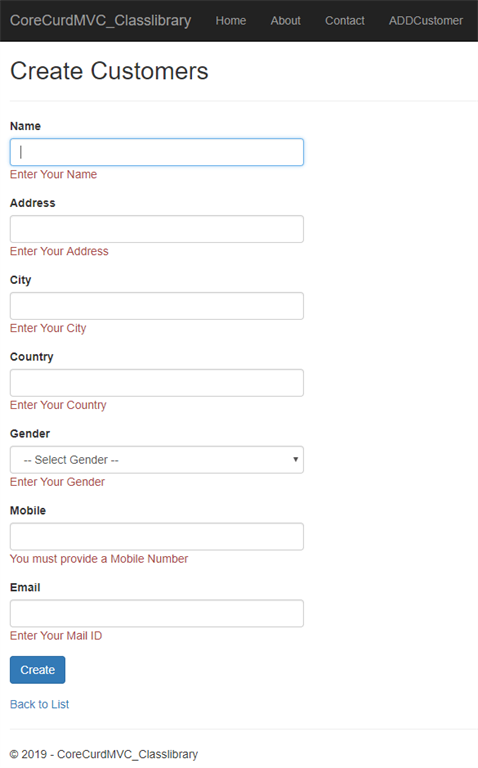 CRUD Operation With ASP.NET Core 2.1 MVC Using .Net Core Class Library Project