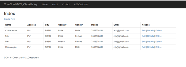 CRUD Operation With ASP.NET Core 2.1 MVC Using .Net Core Class Library Project