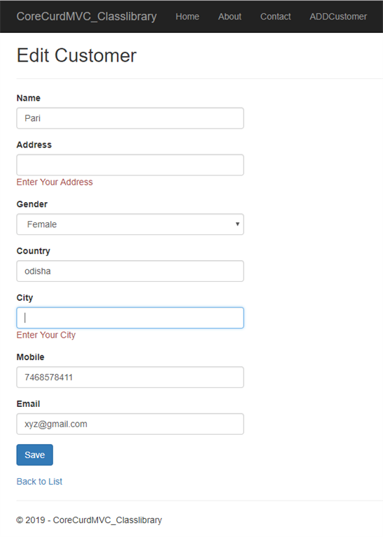 CRUD Operation With ASP.NET Core 2.1 MVC Using .Net Core Class Library Project