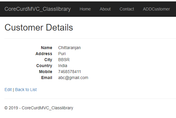 CRUD Operation With ASP.NET Core 2.1 MVC Using .Net Core Class Library Project