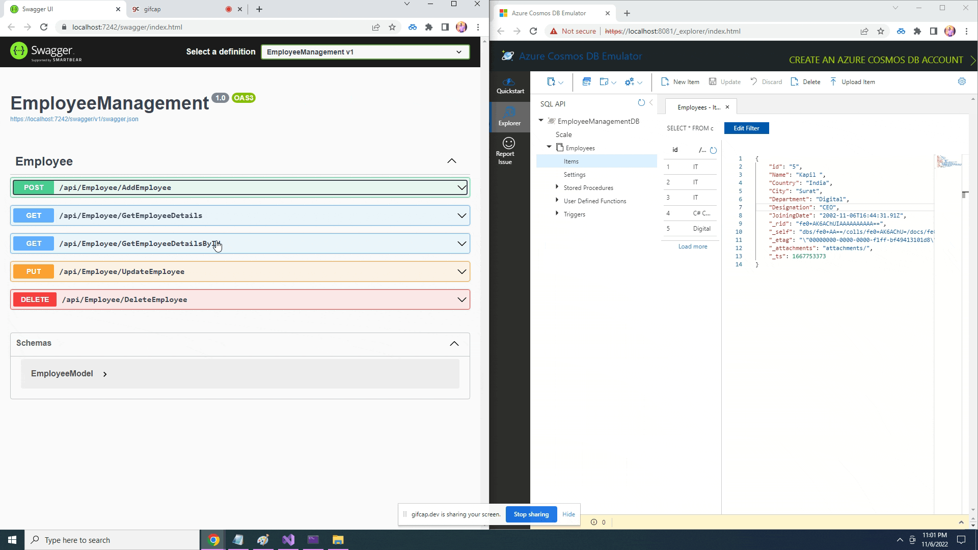 CRUD Operations in Azure Cosmos DB SQL API Using ASP.NET Core Web API C#