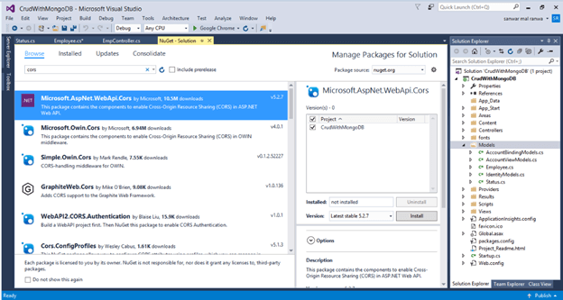 Installing Microsoft.Asp.Net.Web.Cors package