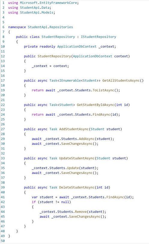 CRUD Operations with Repository Pattern and Web API in .NET 8