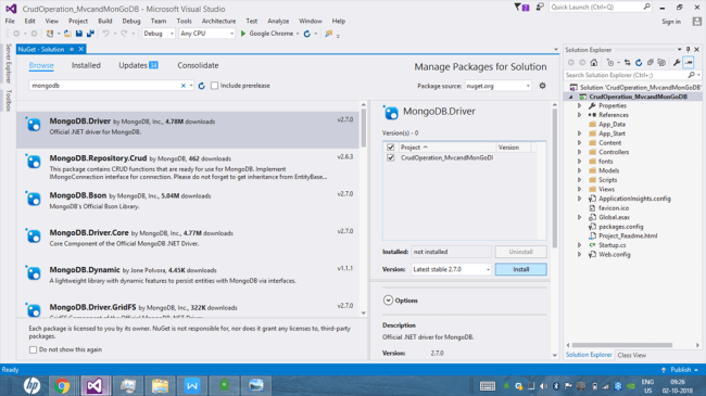 CRUD Operations Using ASP.NET MVC and MongoDB