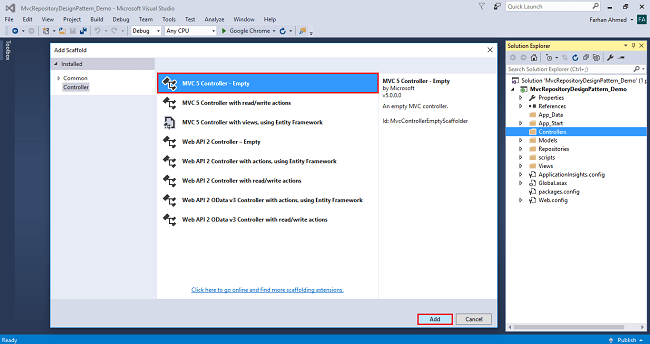 CURD Operation Using Repository Design Pattern In ASP.NET MVC