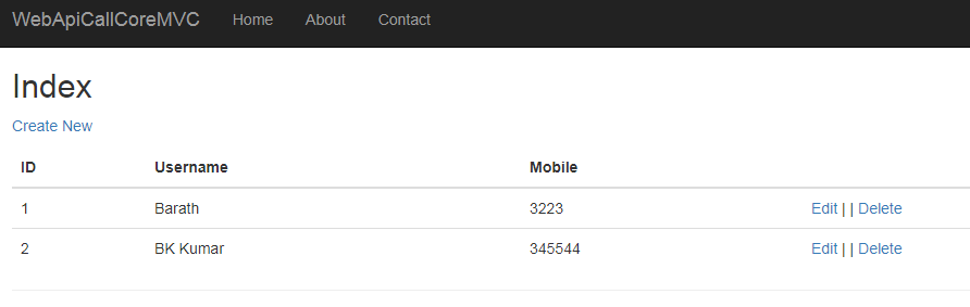 Perform CURD Web API Service Call Function In .Net Core 2.0 And 2.1 MVC (CSHTML)