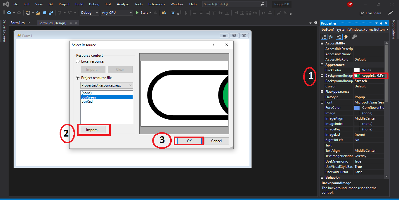 Custom Toggle Button In C#