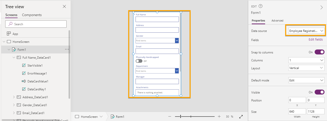 Customize data cards in PowerApps