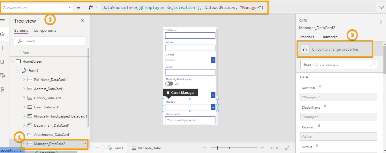 Customize data cards in PowerApps