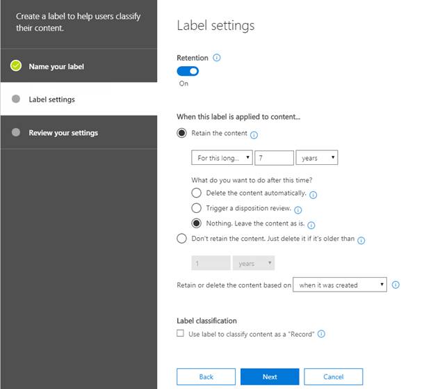 Data Governance Using Labels In Office 365