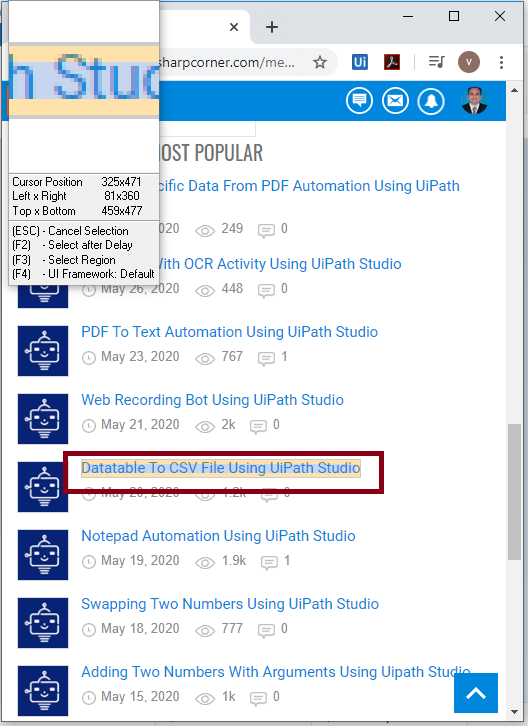 Data Scraping In A Webpage Automation Using UiPath Studio