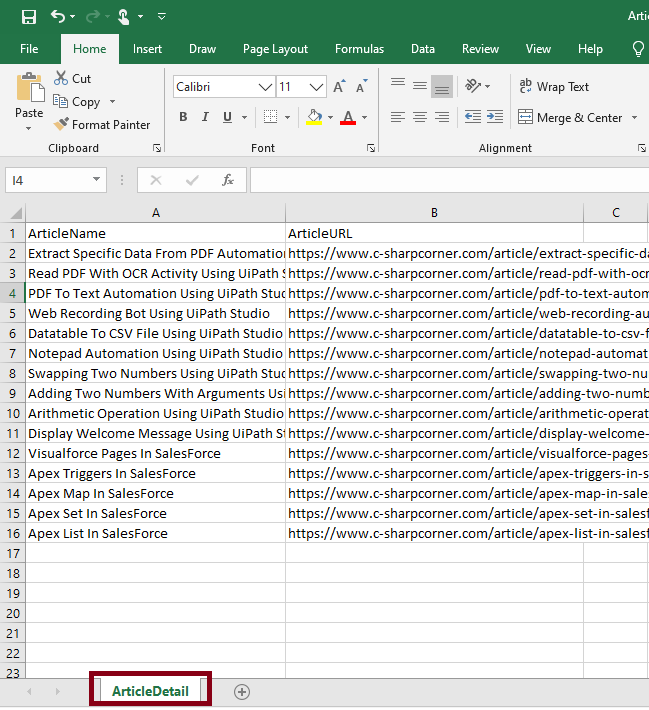 Data Scraping In A Webpage Automation Using UiPath Studio