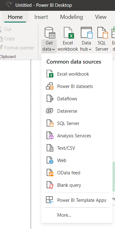Data Source connectors available in Power BI/Connect Power BI with a Data Source