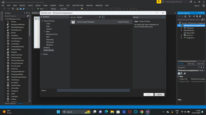 Database Connectivity in Visual Studio
