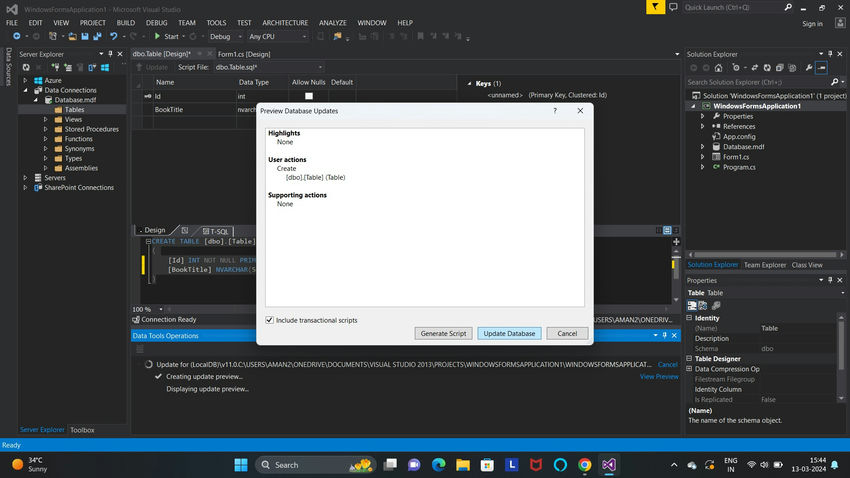Database Connectivity in Visual Studio