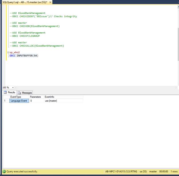 Database Console Commands In SQL Server